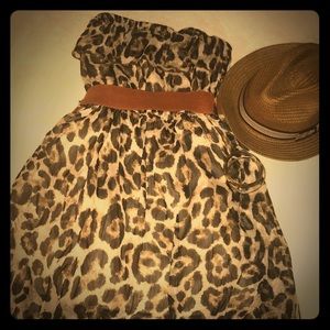 Leopard print hi-lo hem halter dress